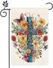 Faith Cross Christian Colorful Ower Ag 12x18-inch Linen Double-sided Garden Ag Home Outdoor Garden Ag Spring Summer