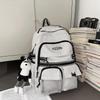 Schoolbag Hong Kong Style Couple Backpack Male and Female Versatile Machine Head Trend Large Capacity College Student School Bag Personality Junior H