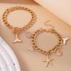2pcs/set Gold Color Starfish Shell Bracelet for Women Girls Summer Beach Bracelets Chain Party Holiday Jewelry Gift
