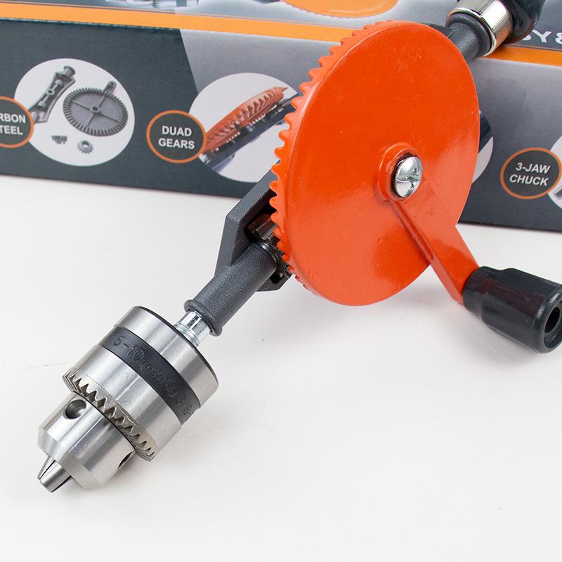 Multi-function Hand Crank Manual Drilling Tool Wood-plastic Double Gear Wood Puncher Set