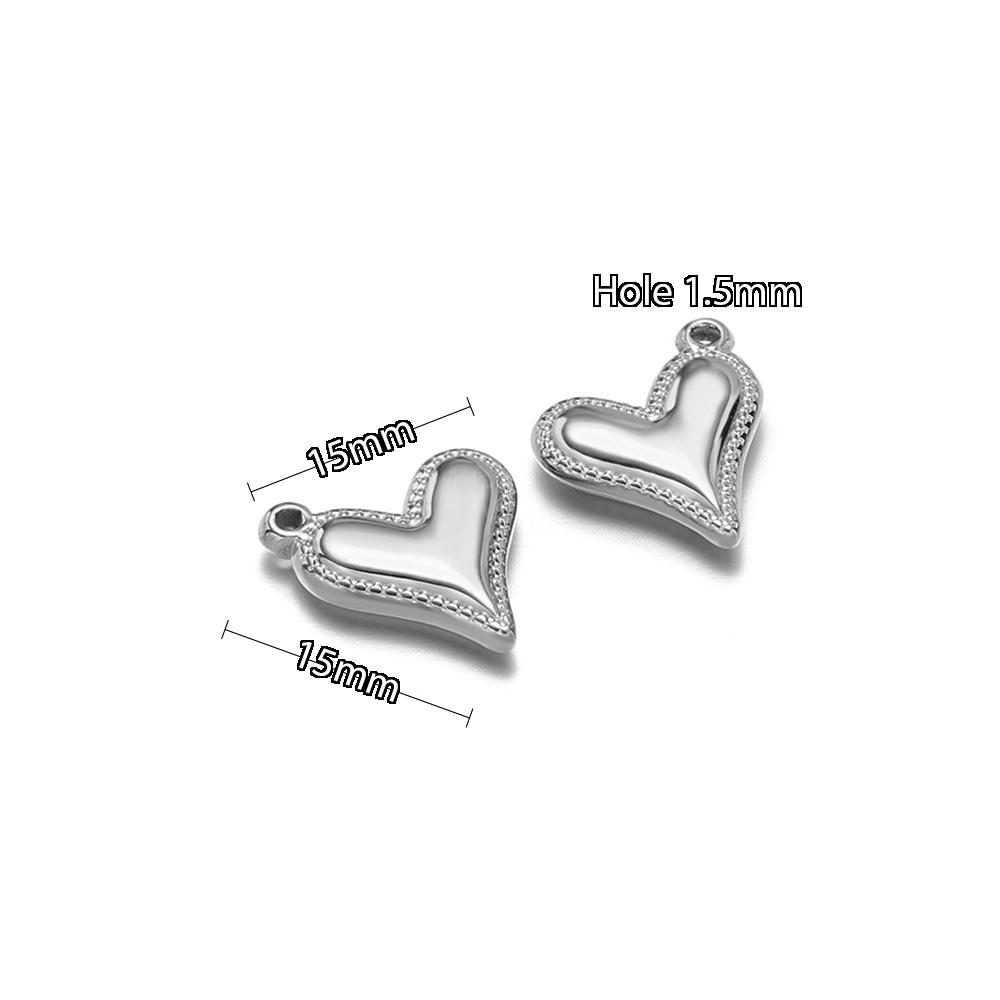 5pcs Stainless Steel New Fashion Three-dimensional Heart Charms Pendants PVD Gold Plated Necklace Homemade Bracelet DIY Jewelry