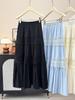 2026 Spring/Summer Mori-kei Style A-line Skirt: Hollow Lace Patchwork & Pleated Design for Women