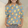 Kids Animal Print Crew Neck 3/4 Sleeve Casual T Shirt Soft Fabric Comfortable Fit Lightweight Design Suitable for Everyday Wear
