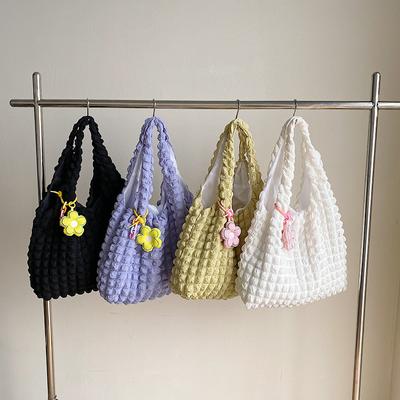 Petit sac fourre-tout plissé frais à bulles pour femme, nouveau sac à fleurs doux, grande capacité, sac à bandoulière simple