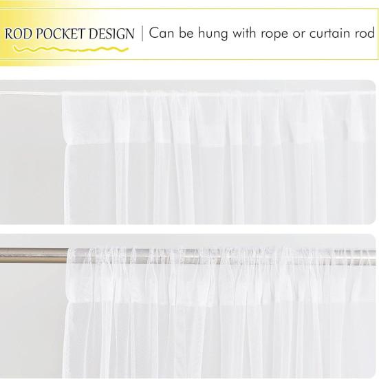 Zasłona Voile Siatka Przezroczysta Moskitiera Panel Prywatności z Tunelikiem na Drążek do Patio Werandy Tarasu Pergoli