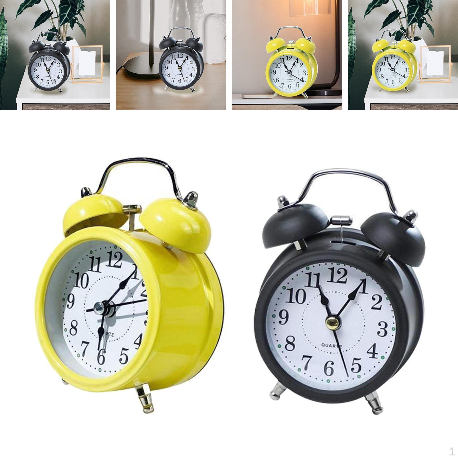 

Alarm Clock Luminous Dial Non-Ticking Retro Loud Yellow And Black