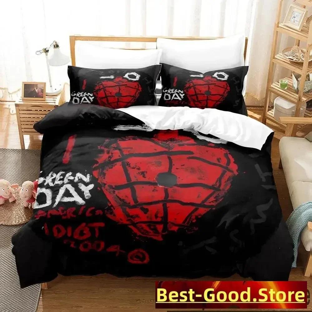 3D Tisk American Idiot Green Day Tištěná Ložní Sada Povlak na Přikrývku Povlak na Polštář Ložní Sada Ložní Prádlo Prostěradlo Přikrývka Plná Velikost Queen