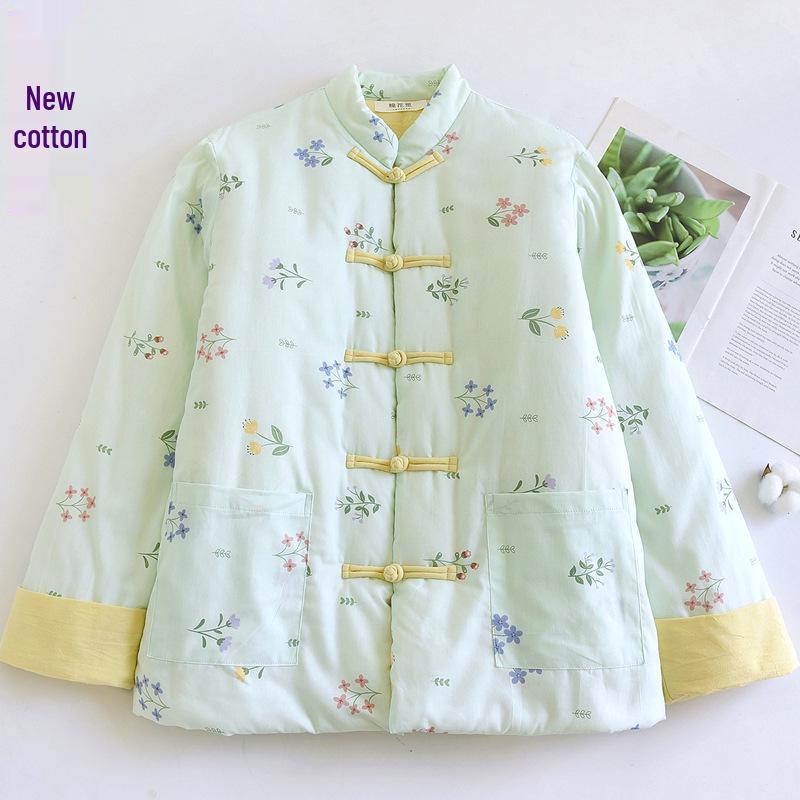 553 Winter Handmade Thick Warm Cotton Jacket for Middle-aged and Elderly Women - New Chinese Style, Shandong Province