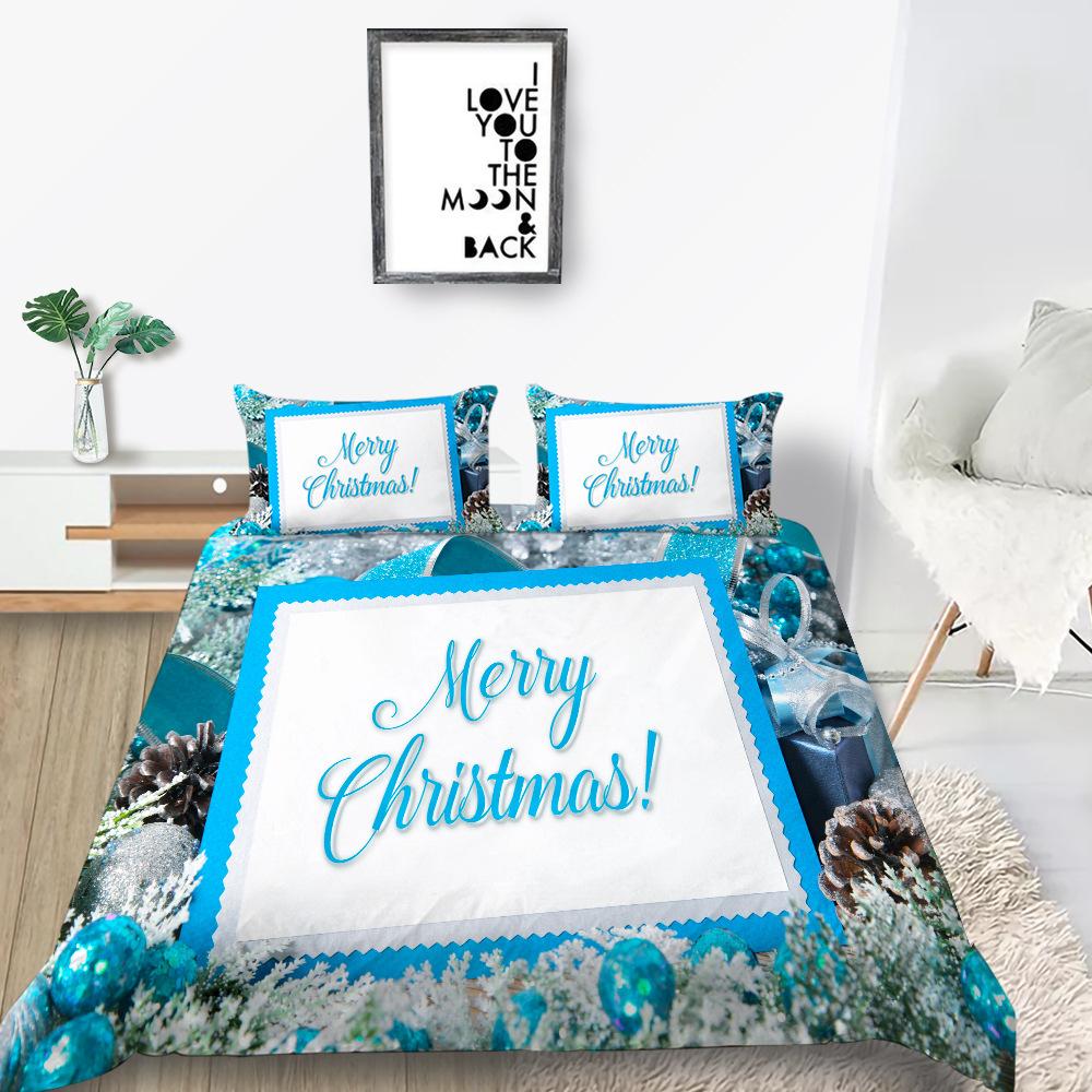 Digital Printing Quilt Cover Pillowcase Two Or Three Piece Set Christmas Gift Polyester