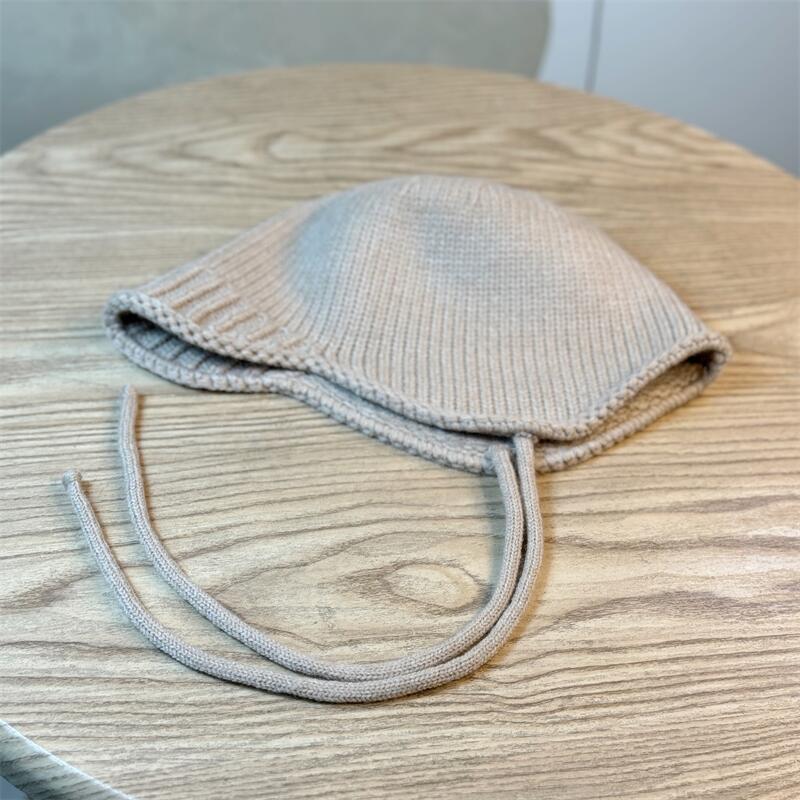 Autumn and Winter Warm Wool Hat Women's Ear Protector Knitted Pullover Hat Strap Fashion Hat