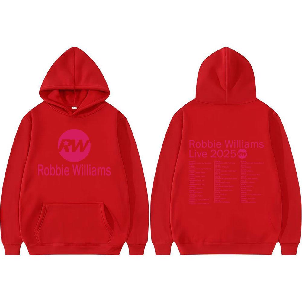 Robbie Williams Live 2025 Tour Graphics Hoodie Men Women Fashion Vintage Pop Music Hoodies Oversized Loose Sweatshirt Streetwear S