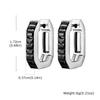 Vintage C-Shaped Rectangular Zircon Earrings for Men,Stainless Steel Hip-Hop Huggies Hoop Earring,Black Rhinestone Earring Gift