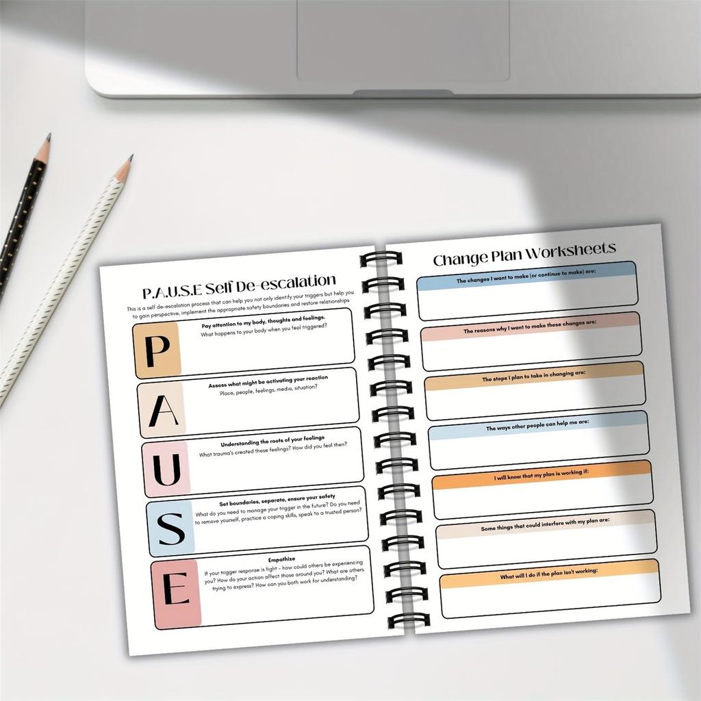 Safety Feelings Planner, Trauma Informed Crisis Planner, Post Traumatic Stress Disorder Handbook And Log
