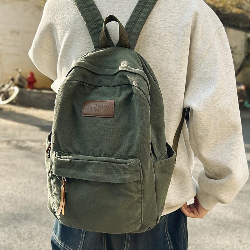Junior Senior High School Student Schoolbag Women's Large Capacity Travel Backpack Men's Canvas Backpack