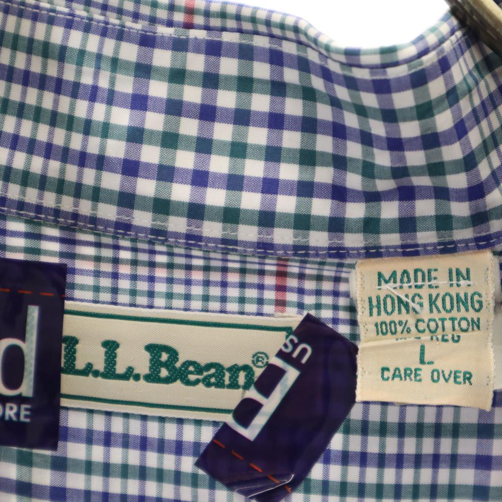 L.L.BEAN 80s Vintage Check Pattern Short Sleeve Button Down Shirt Men's Used