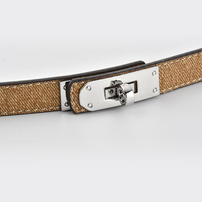 Leather Lock Adjustable Belt Women'S Premium Cowhide Waist Seal With Dress Decorative Belt