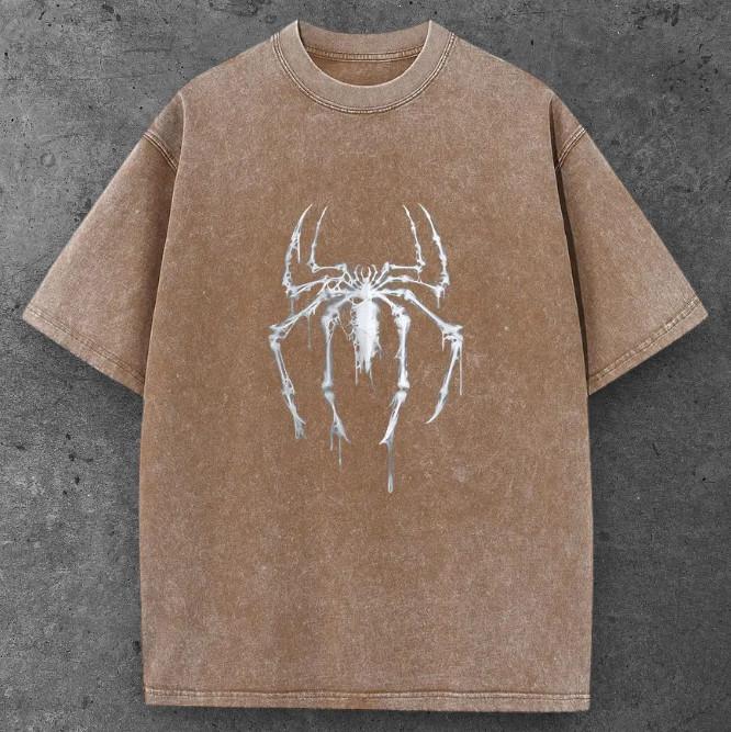 Mens Gothic Spider Graphic T Shirt Brown Y2K Streetwear S-3XL S разноцветный