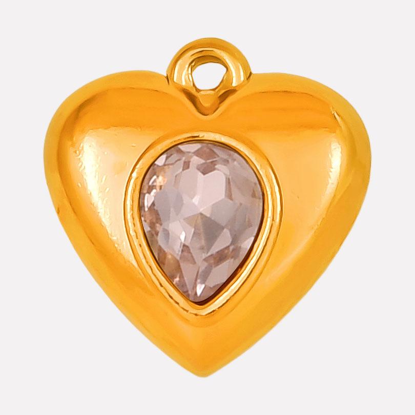 Never Fade Heart Charm Water Drop Rhinestone 6pcs Stainless Steel Charms For Jewelry Making Supplies Metal Pendant DIY Materials