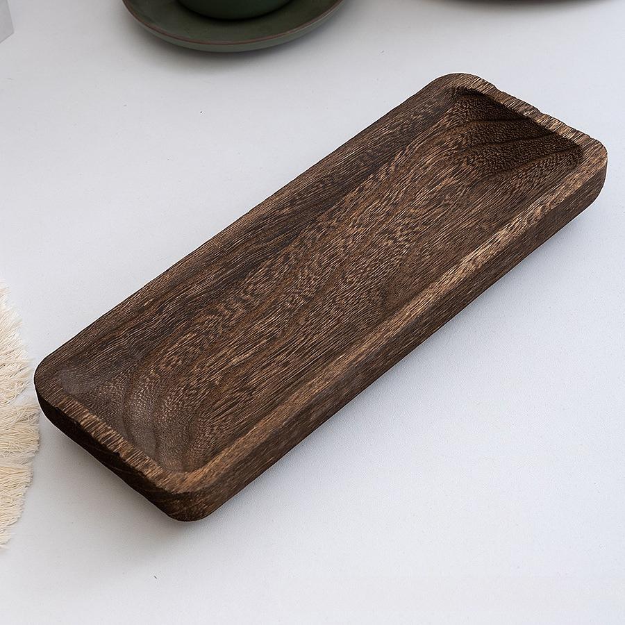 Wooden Dough Bowl Oval Display Tray Candle Aromatherapy Storage Bowl Wooden Rectangular Candle Base