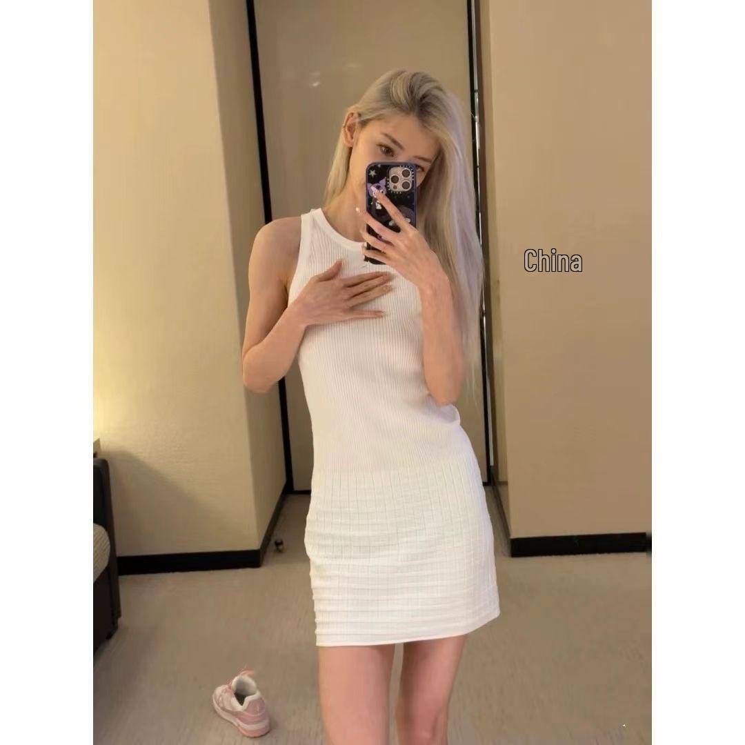

Spring/Summer Knitted Midi Dress - French Style for Women Small