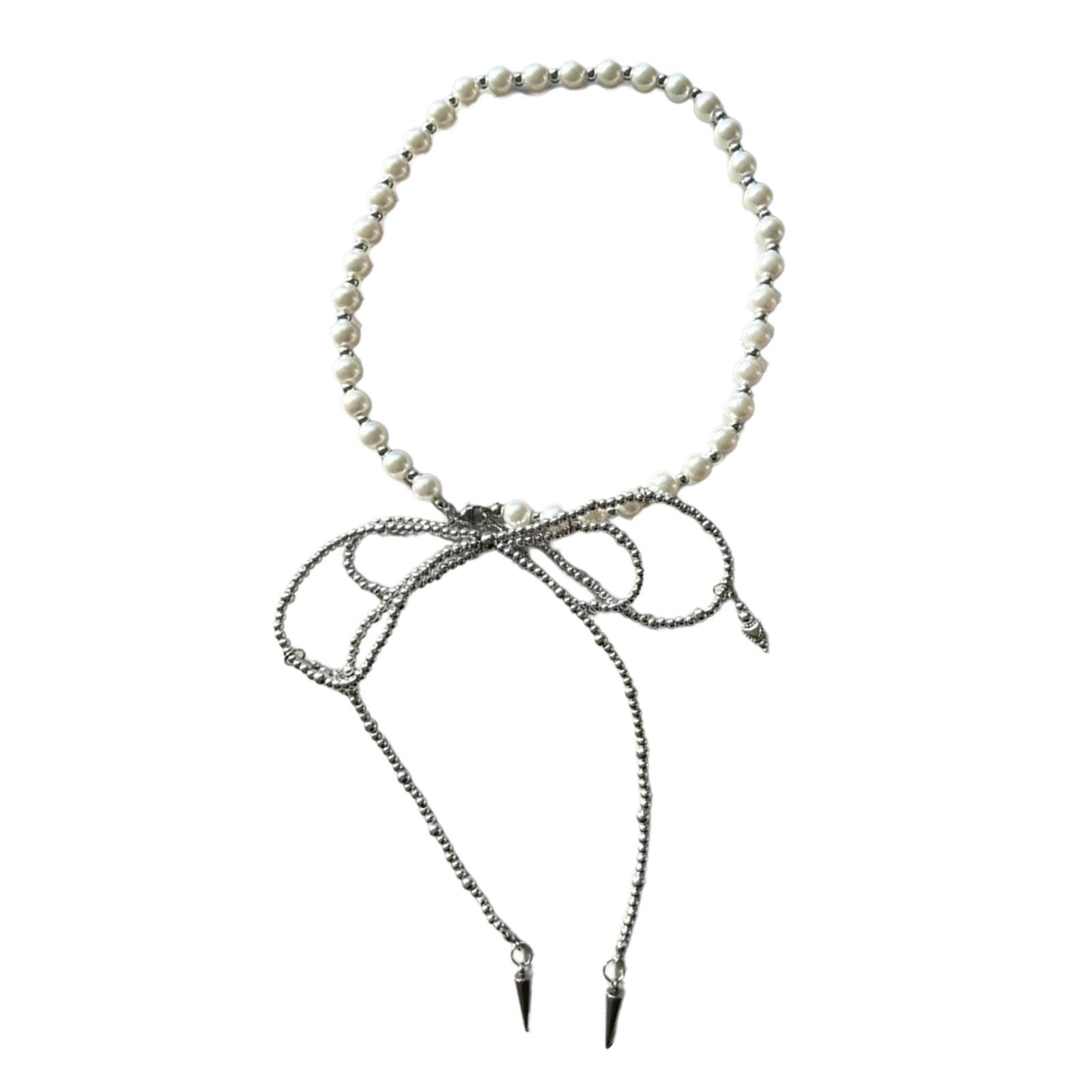 

Нежное ожерелье-бантик, стильное жемчужное ожерелье с бусинами, завязывающееся колье для женщин и девушек, модная цепочка на ключицу