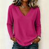 Damen Langarm Lockerer V-Ausschnitt Lässiger Pullover Top Leichter Weicher Dehnbarer Stoff Bequeme Alltagskleidung