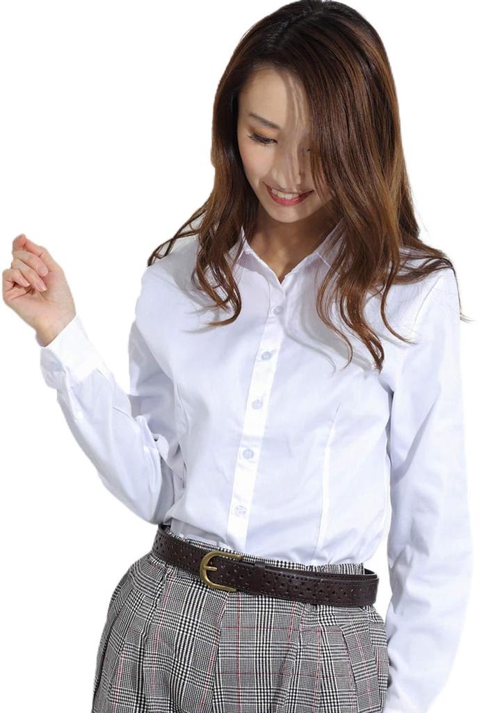 Long Sleeve Oversized Dress School Neat and Clean Long An.Shulla Button-Down Shirt, (XS-8XL, White/Black), Women's Shirt/Blouse, Uniform,