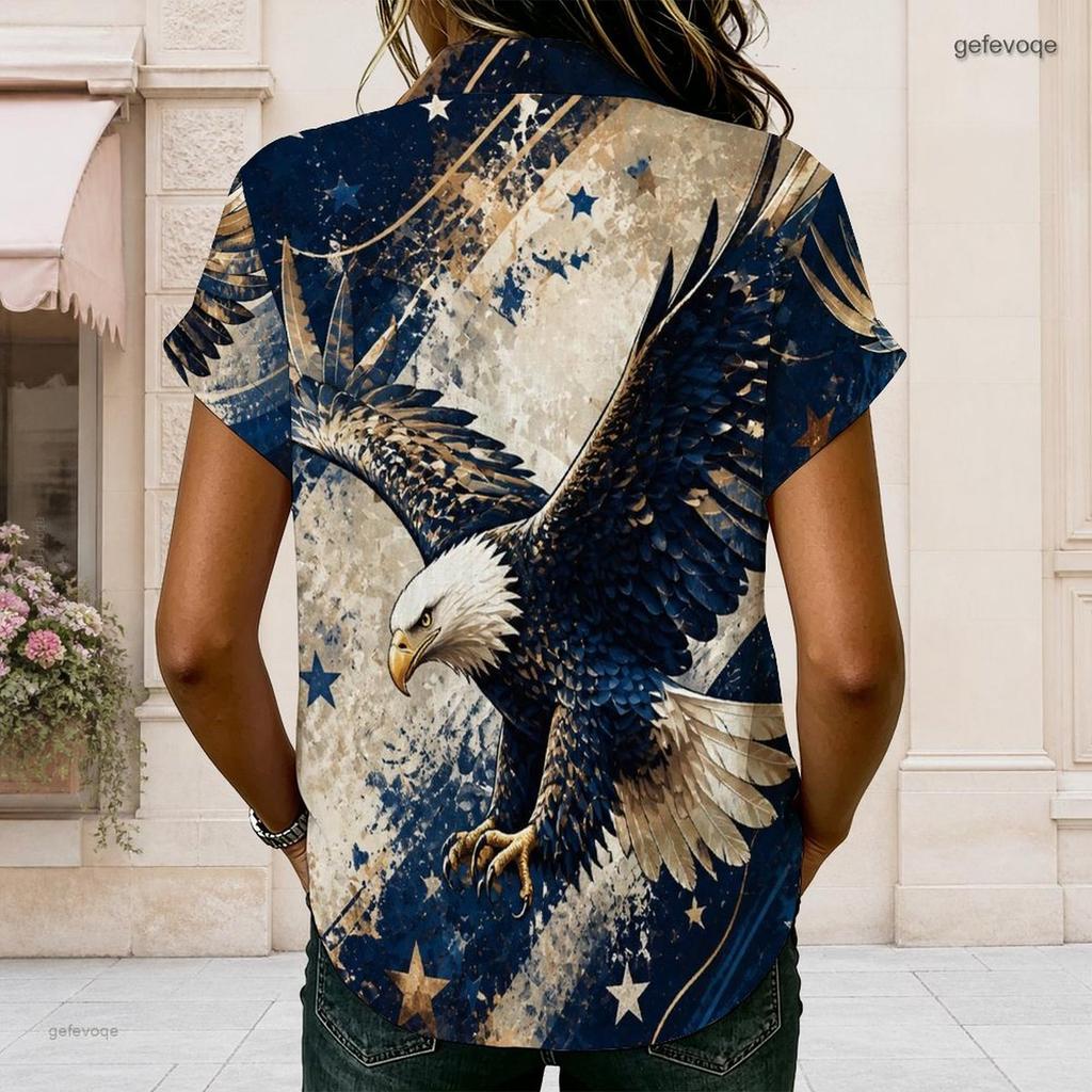 Womens Plus Size Collared Short Sleeve Shirt Colorful Rainbow Heart Print Button Front Casual Summer Top
