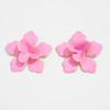 Exaggerated Oil Dripping Big Flower Dopamine Colored Stud Earrings, Temperament Vacation Style Flower Ear Jewelry Women