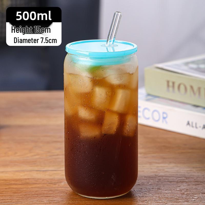 16oz High-Value Transparent Cola Cup with Bamboo Lid & Borosilicate Glass Straw, Logo Printed.