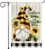 Welcome Brilliant Spring Buffalo Plaid Gnome Garden Ag Bee Sunowers 12x18 Inch Double Sided Small Burlap Home Outdoor Ya EEL