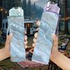 1PC Pale Blue Grey Wavy Marble Texture Background 750ml Color Plastic Sports Water Bottle Leakproof Flip Straw Lid Suitable for Sports Office Home Use