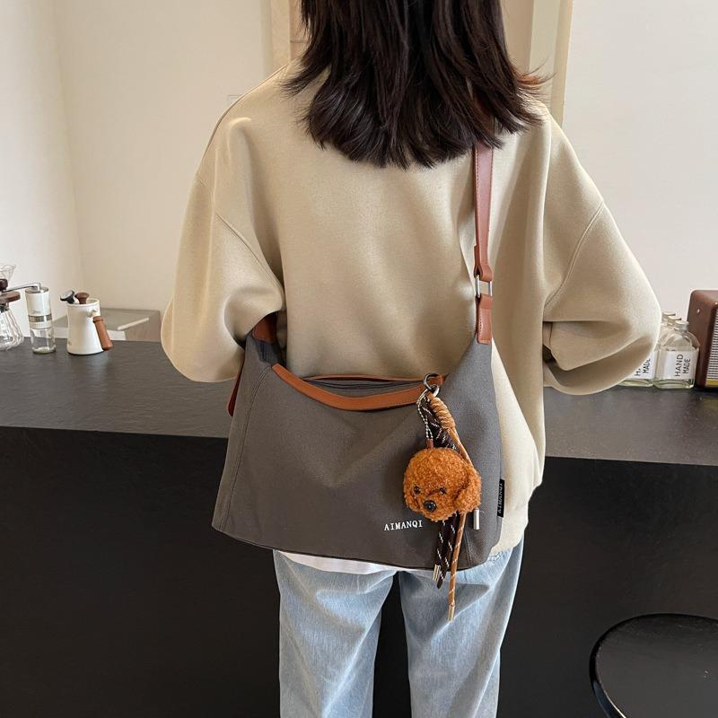 Casual Messenger Canvas Bag Women's Spring New Large-capacity Versatile Tote Bag Simple Commuter Shoulder Bag