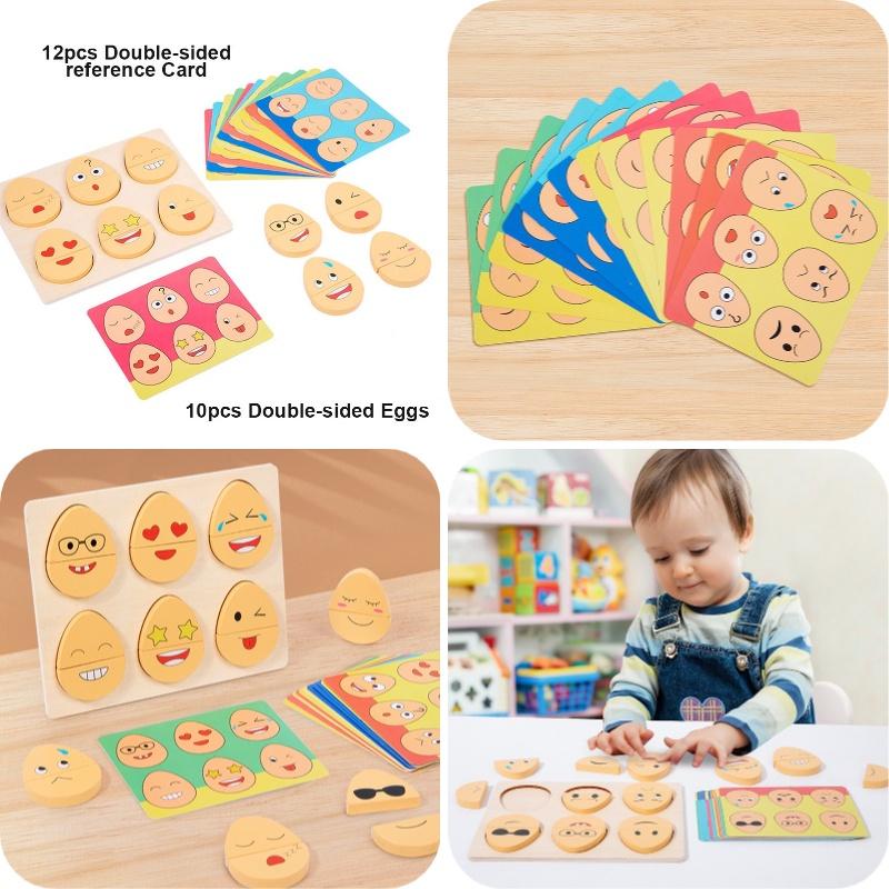 Wooden Emotion Eggs Early Educational Matching Toy For Toddlers And Babies