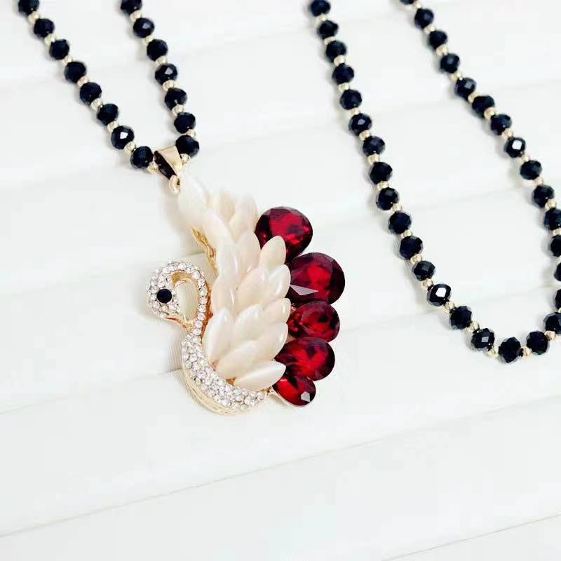 Swan long sweater chain women's necklace autumn and winter temperament versatile crystal clothes accessories pendant
