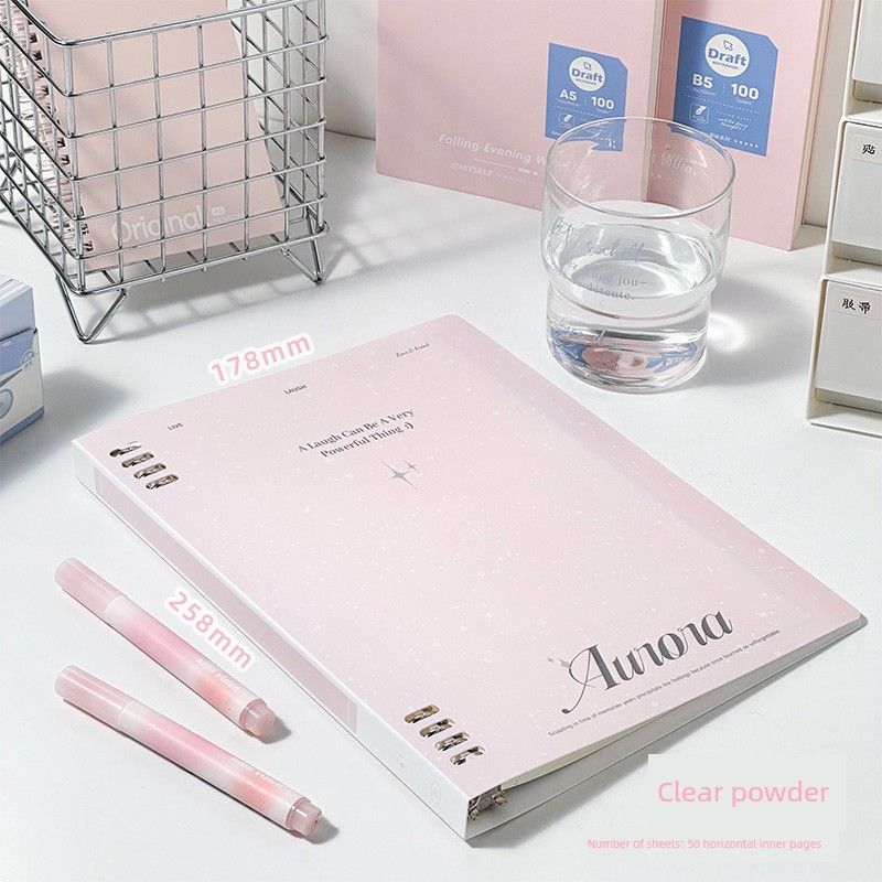 

Grade Three Class Two Shuguang Hand-Free B5 Loose Spiral Notebook Good-looking Removable Notebook Student Notepad Notebook [Page 100] Clear Powder