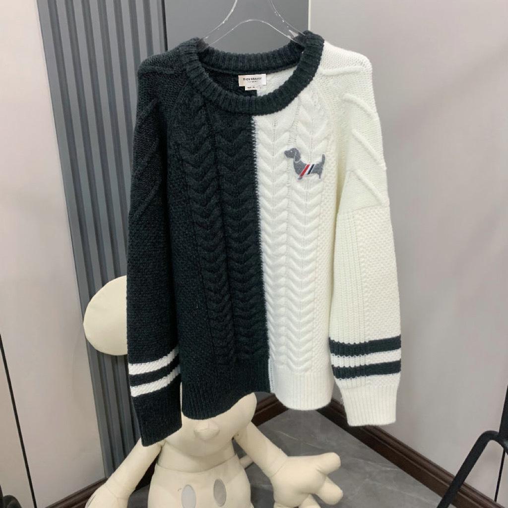 

Thom Brassy Color Block Cable Knit Puppy Pullover S серый