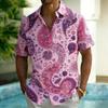 Men's Fashion Paisley Print Short Sleeve Button Down Shirt Trendy Summer Style For Vacation Party Gathering Daily Commute