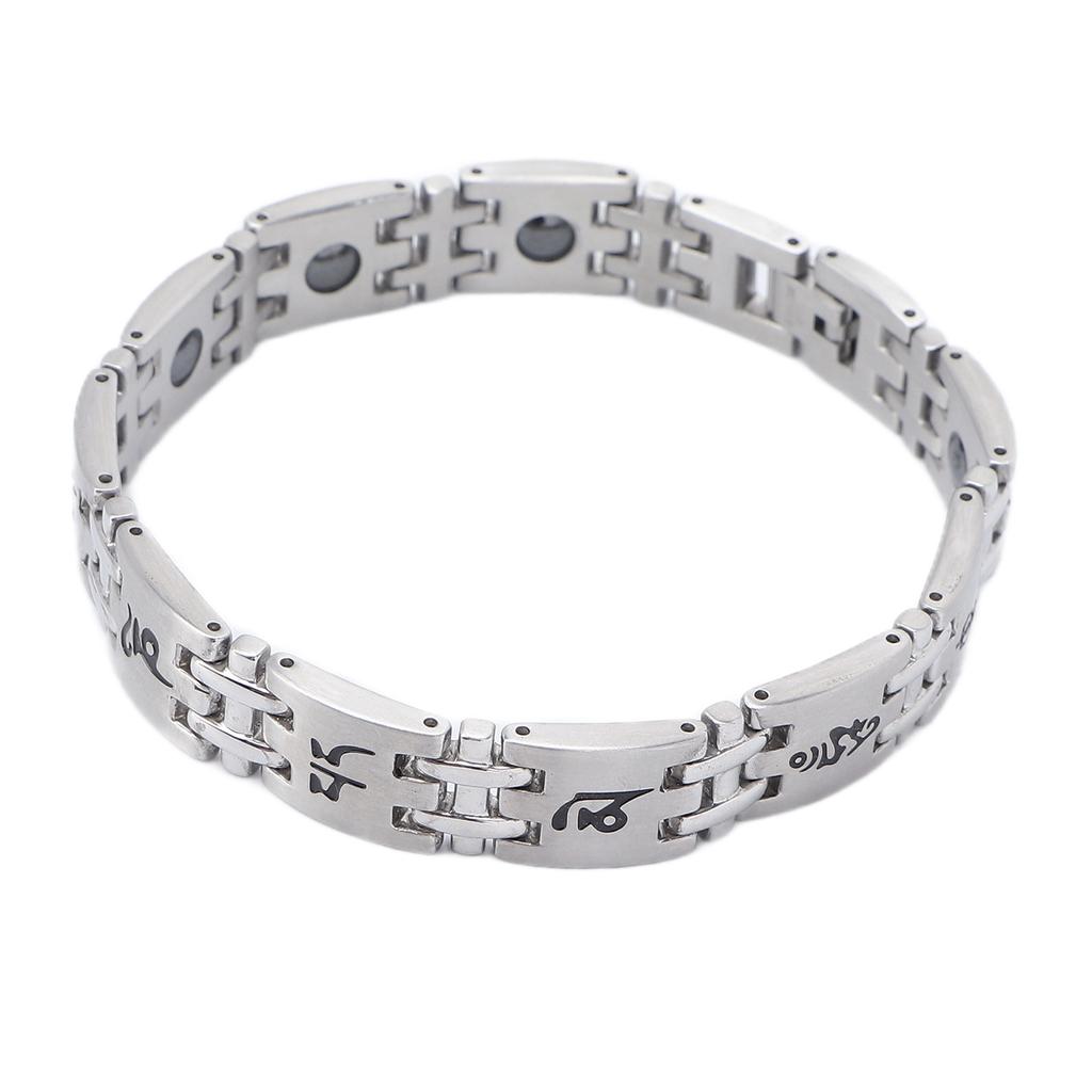 Men Magnetic Bracelet Fashionable Silver Titanium Steel Black Magnet Therapy Bracelets