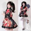 ChicFlow Yukata Lolita Erwachsenen Cosplay Japanisch Floral Lang Schul Set Kleid, Stil, Damen, Floral, Ozean, Sexy, Kostüm, Stil, Satin, Druck,
