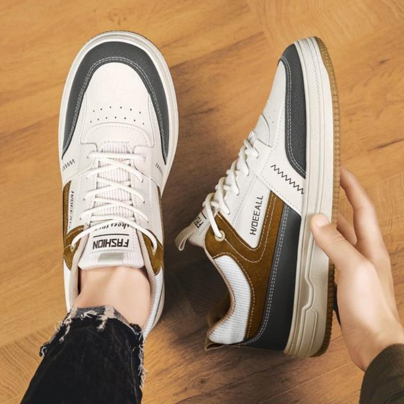 Pantofi sport pentru bărbați, la modă, cu model patchwork, cu aderență superioară, ventilați, confortabili, cu șireturi sigure, pentru stilul de zi cu zi