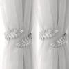 2Pcs Elegant Metal Drapery Holdbacks - Bohemian Leaf Design Curtain Tiebacks for Home Decor