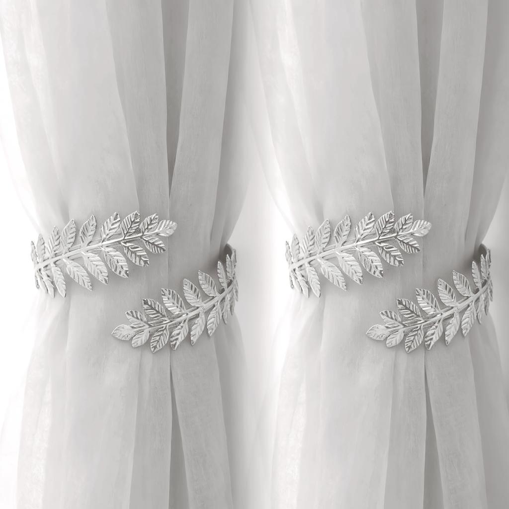 2Pcs Elegant Metal Drapery Holdbacks - Bohemian Leaf Design Curtain Tiebacks for Home Decor