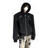 Niche metal zipper deconstruction hooded sweater men's autumn and winter American ruffian handsome high-end shoulder padded jacket jacket tide
