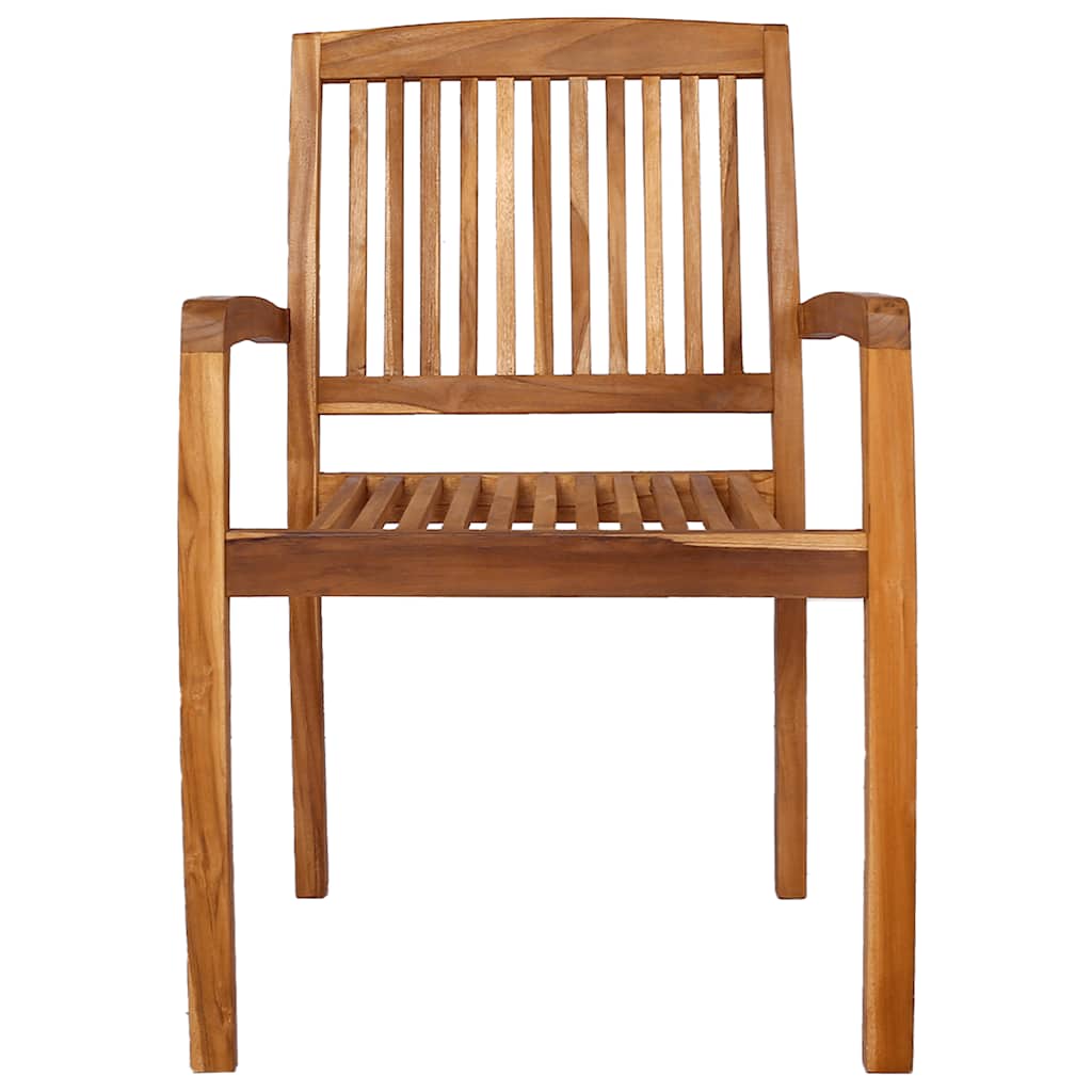 vidaXL Garten-Essstühle 2 Stk. Stapelbar Teak Massivholz