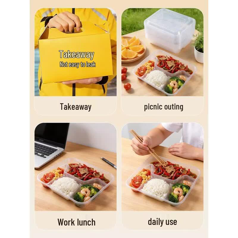HANDUNYOU Disposable Food Grade Compartmented Lunch Box