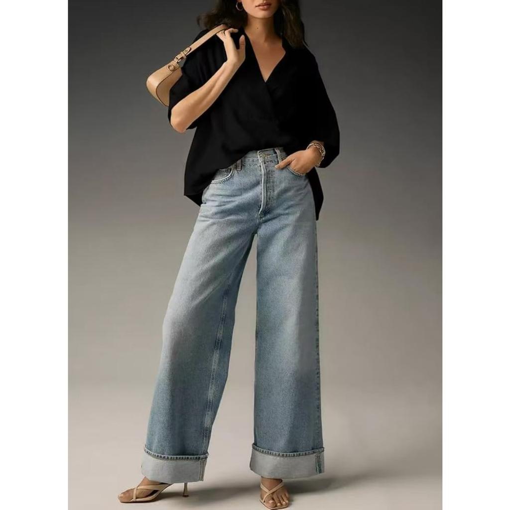 Women's, Summer New Style, Short Sleeved, Lapel, Casual, Loose Fit, Top, Solid Color Shirt