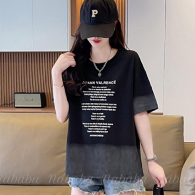 Navava NT1785 GradienT LeTTering Loose FiT T shirT
