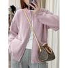 Lazy Wind Zipper Sweater Cardigan Women's Spring and Autumn New Design Loose Knitted Jacket Top