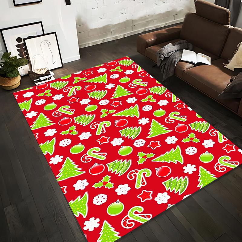 Festive Christmas Pattern Rug Non-slip rug suitable for living room and bedroom sofas